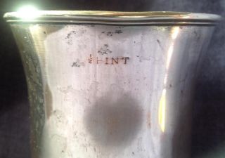 Vintage silver - plate on copper brass thumb 1/2pint tankard / cup ASKEW Maker A/F 5