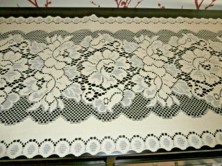 PRETTY VINTAGE STYLE IVORY POLYESTER LACE TABLE RUNNER ROSE DESIGN 42 