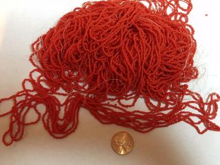 Antique Micro Seed Beads - 15/0 Greasy Opaque Bright Ketchup Red - 4.  2g Hanks