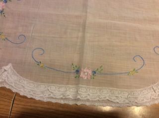 Antique Dresser Scarf Embroidered Ladies With Tiny Flowers 5