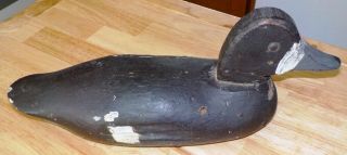 Antique Hand Carved Painted Wooded Duck Decoy W/nail Eyes Well 13 3/4 " Long