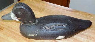Antique Hand Carved Painted Wooded Duck Decoy w/Nail Eyes Well 13 3/4 