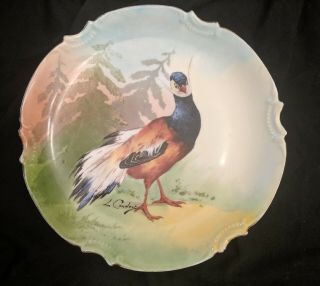 Antique Limoges Coronet Handpainted Game Bird Charger Plate - Signed L Coudert