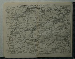 1892 Vintage Bartholomew Map Of Peebles,  Selkirk,  And St.  Mary 