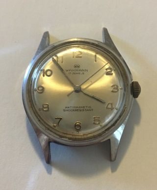 Vintage Wakmann 17j Wristwatch All Stainless Steel Case