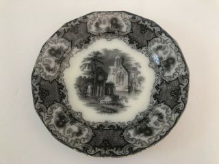 Antique W Adams & Sons,  Abbey,  Black Transferware - 9 - 1/2 " Dinner Plate