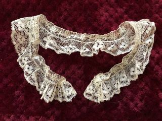 Antique Bobbin Lace Collar With Floral Design 20 " By 1 5/8 " - Silk