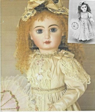28 " Antique French Jumeau Arielle Doll Lace Trim Dress Shoes Socks Pattern German