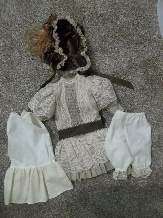 Antique French Style Bisque Doll Dress Handmade Hat Slip Approx 21 " Doll