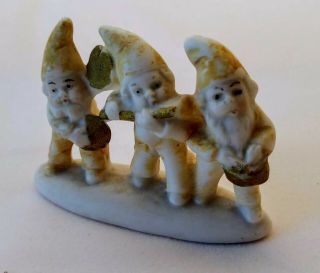 Antique German Bisque Porcelain Three Elf Or Gnome Minstrels Figurine