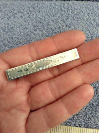 Vintage Sterling Silver 925 Anson Etched Tie Clip Pin Monogram Ready