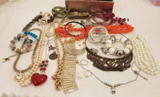 Joblot Vintage Antique Modern Jewellery Box Necklace Earrings Rings Braceletes