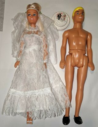 Vintage Sears Barbie Ken Clone Bride Groom Wedding Dolls Hong Kong 1970s