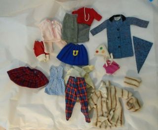 Vintage 1960s 12 " Ideal Tammy Size & Tagged Partial Costumes 19 Pc Doll Clothes