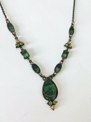 Vintage Antique Art Deco Necklace Green