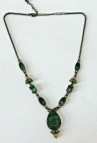 Vintage Antique Art Deco Necklace Green 3