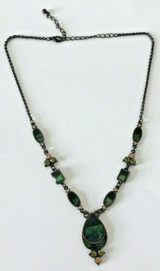 Vintage Antique Art Deco Necklace Green 4