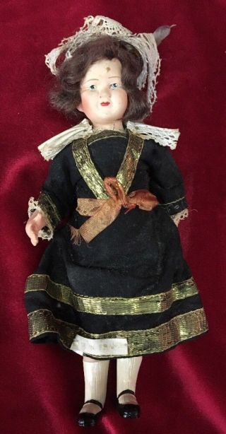 Antique Small Primitive French Celluloid Doll Made In France