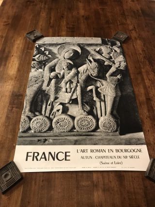 Vintage 50’s French Tourism Poster Paris France Roman Ruins Travel Advertising