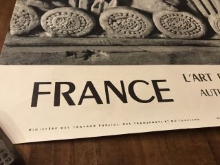 Vintage 50’s French Tourism Poster Paris France Roman Ruins Travel Advertising 2
