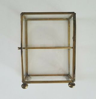 Vintage Glass & Brass Curio Jewelry Cabinet Display Case Miniatures Table Top 6 "