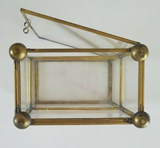 Vintage Glass & Brass Curio Jewelry Cabinet Display Case Miniatures Table Top 6 