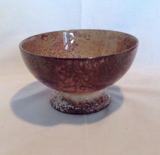 Antique Furnivals Marmora Faience Footed Compote Brown Spatter Decorated 5.  75 " W