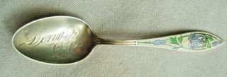 Sterling Silver Souvenir Spoon Denver Colorado W/ Enameled Handle