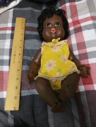 Doll 1968 " Black Nancy " Shindana Operation Bootstrap Inc Usa Drink/wet 13 " Baby