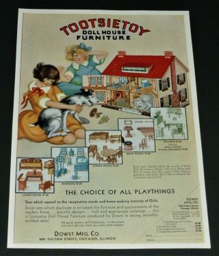 Vtg 1929 Dowst Tootsietoy Doll House Furniture Print Ad