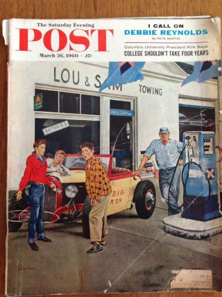 Saturday Evening Post 1960 Mar 26 Norman Rockwell Article George Hughes Hot Rod
