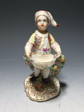 Antique Dresden German Porcelain Figurine Girl With Flowers