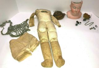 Armand Marseilles Antique Bisque Doll Head,  Kid Body,  Parts