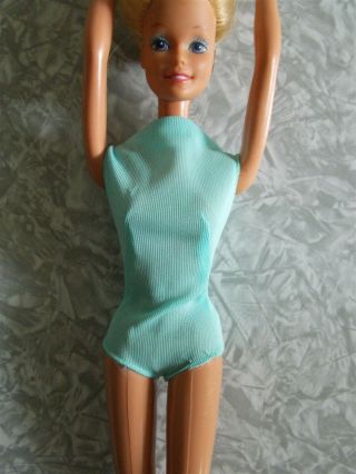 Vintage 1971 Malibu Barbie Doll Blue Swimsuit S/s Bathing Suit Owner