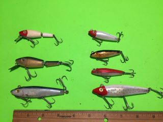 7 Vintage L&s Lures - 2 Jointed L&s - 3 Small L&s,  2 - Hooks Replaced On Some