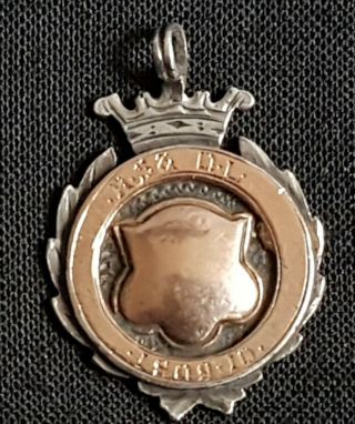 Antique Silver & Gold Football Fob Medal R.  S & D.  L 1909 - 10 - Winners E.  U.  F.  C.
