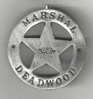 Vintage Marshal Deadwood South Dalota Police Lawman Star Badge Pinback Metal