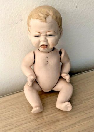 Vintage Shackman Bisque Porcelain Crying Baby Doll Japan