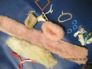 Vintage Barbie Doll Fur Stole White Lining 1960’s Pink Muff And Stole