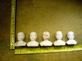 5 X Excavated Vintage Victorian Faded Painted Doll Head Age 1890 Altered 12694