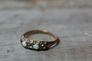 Antique 19thc Victorian Gold Filled Opal & Paste Stone Ring Size 6