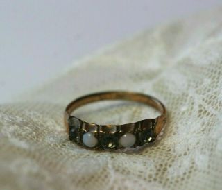 Antique 19thC Victorian Gold Filled Opal & Paste Stone Ring Size 6 3
