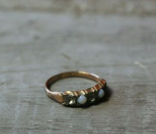 Antique 19thC Victorian Gold Filled Opal & Paste Stone Ring Size 6 4