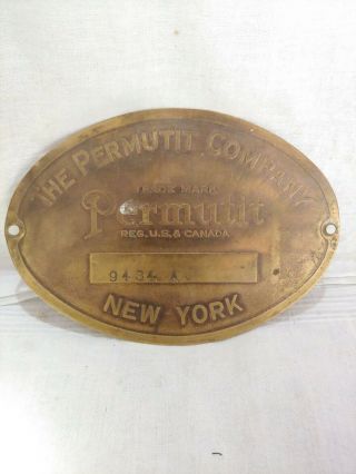 Vtg Antique The Permutit Company Id Tag Plate Brass Advertising