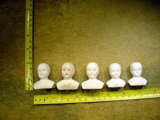 5 X Excavated Vintage Victorian Faded Painted Doll Head Age 1890 Altered 12693