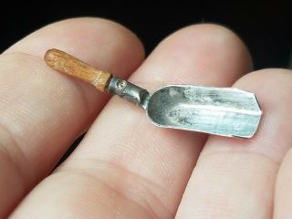 Antique Vintage Dollhouse Miniature Sterling Silver & Wood handle Scoop 1:12 2