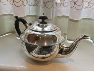 Lovely Antique Harrison Fisher And Co Silver Plated Chased Tea Pot