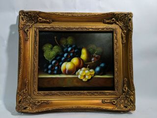Ornate Framed,  Hand Painted Oil Painting 8x10 Inch,  Still Life Fruit