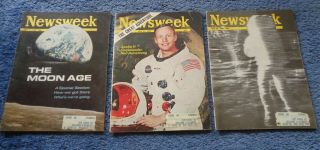 1969 Moon Landing News Week Magazines (3).