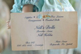 Vintage Porcelain Baby Doll in Blue Dress,  A Nell Hobbs Design,  Texas Artist 5